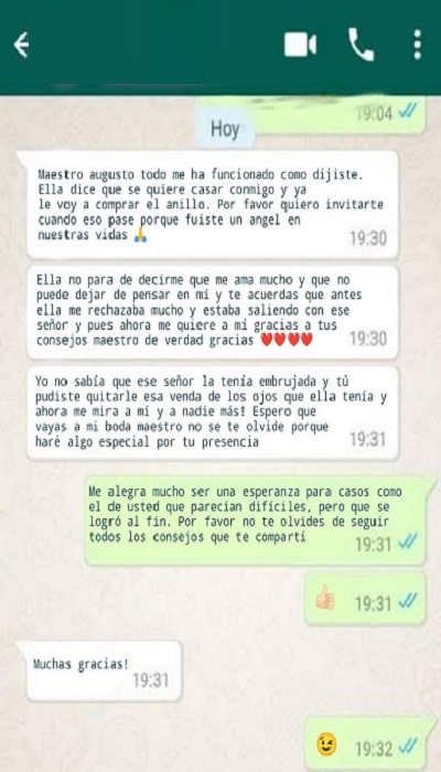 testimonio del maestro Augusto en Cancun de un amarre de pareja 2